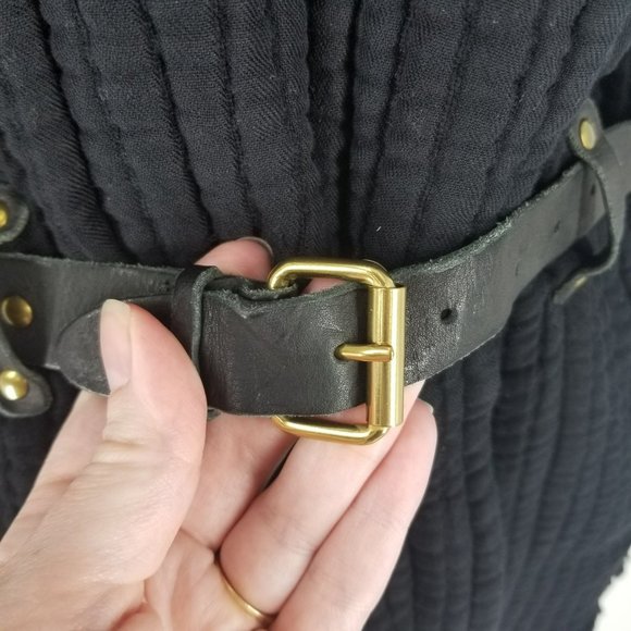 Isabel Marant Glasco Black Quilted Leather Belt Coat Size 40 Raw Hem Jacket - Picture 7 of 15